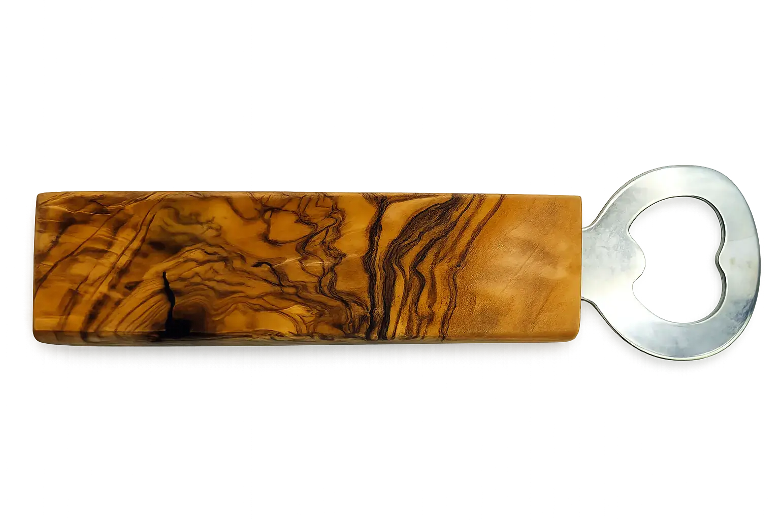 Edler Flaschenöffner aus Olivenholz mit Metallring