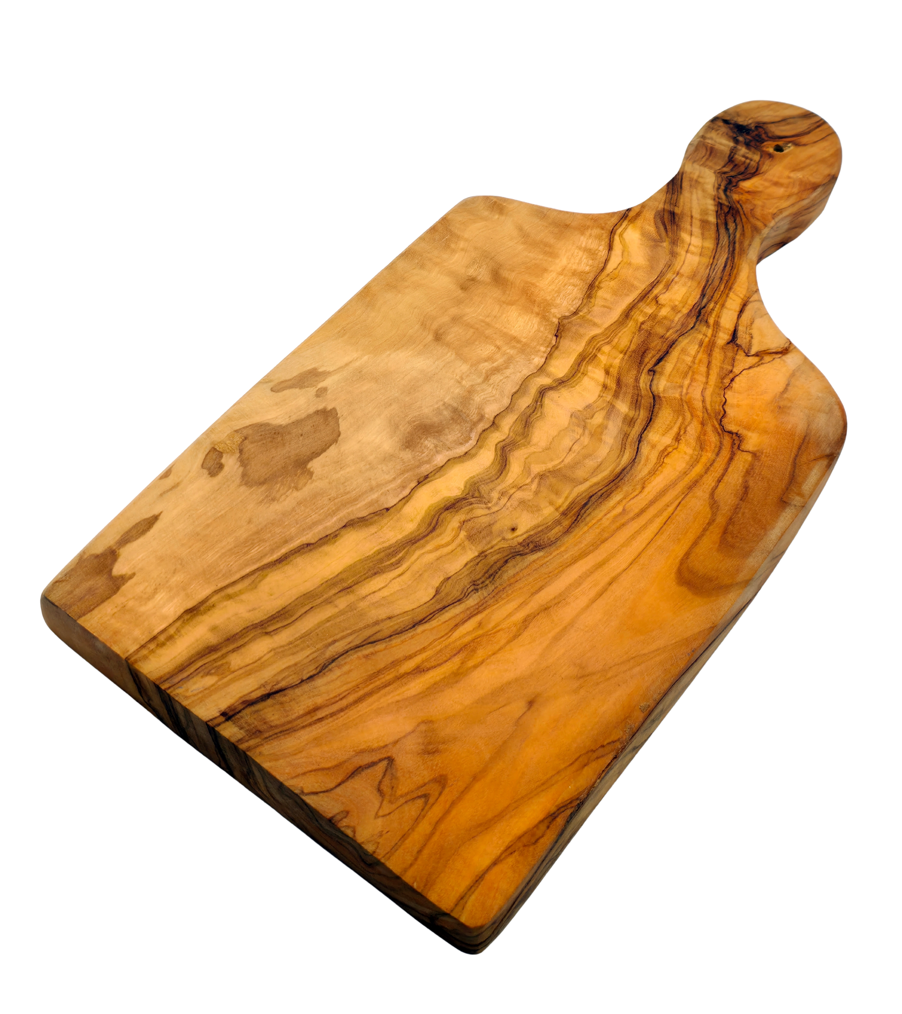 Rechteckiges Schneidebrett aus Olivenholz mit Griff