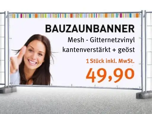 Werbebanner Bauzaunbanner aus Mesh-Gitternetzvinyl