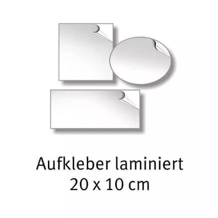 Aufkleber laminiert bedrucken lassen 20 x 10 cm