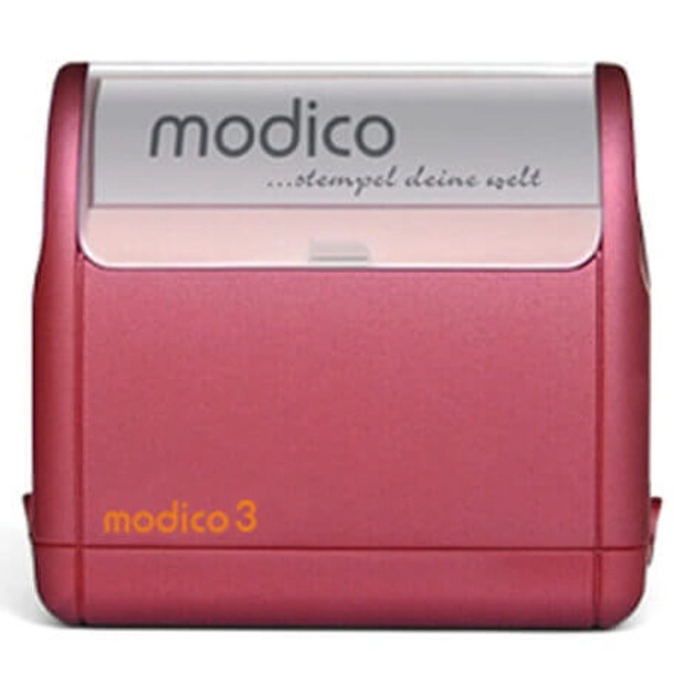 Modico 3 roter Stempel mit der Aufschrift 'stempel deine welt'