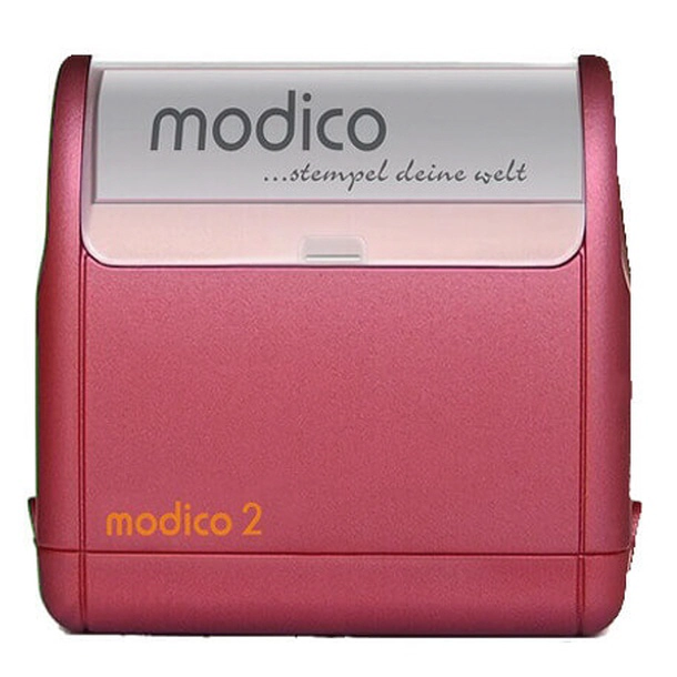 Roter Modico 2 Stempel mit der Aufschrift 'stempel deine welt'
