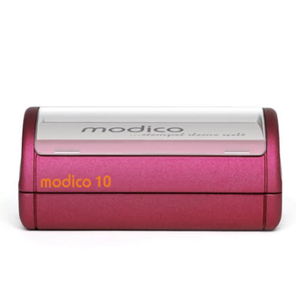 Roter Modico 10 Stempel mit transparentem Deckel