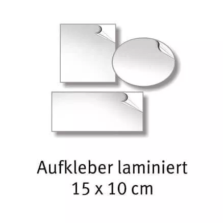 Aufkleber drucken laminiert 15 x 10 cm 