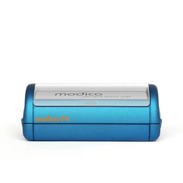 Blauer Modico P4 Stempel für präzise Abdrucke