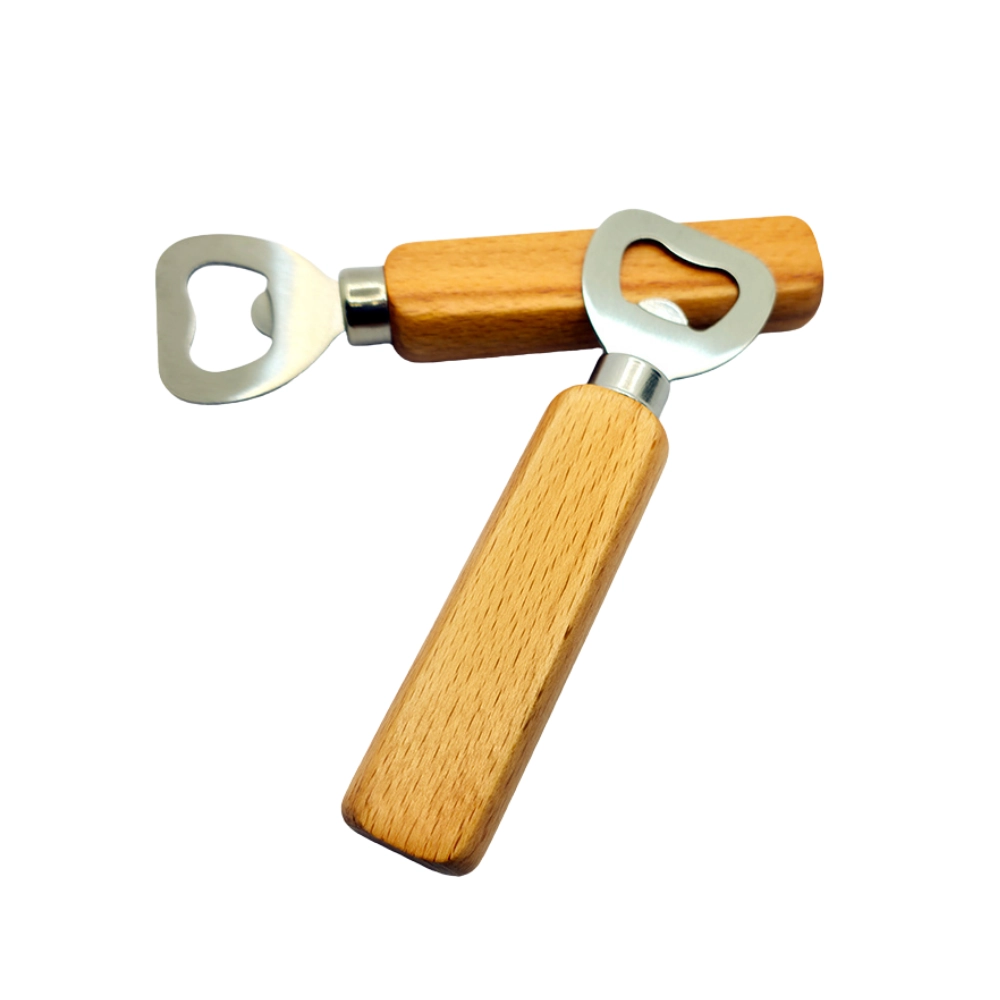 Zwei Flaschenöffner mit ergonomischem Holzgriff und robustem Metallkopf